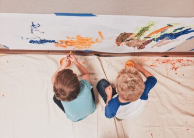 children working on art project