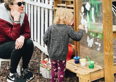 mom and child paint together